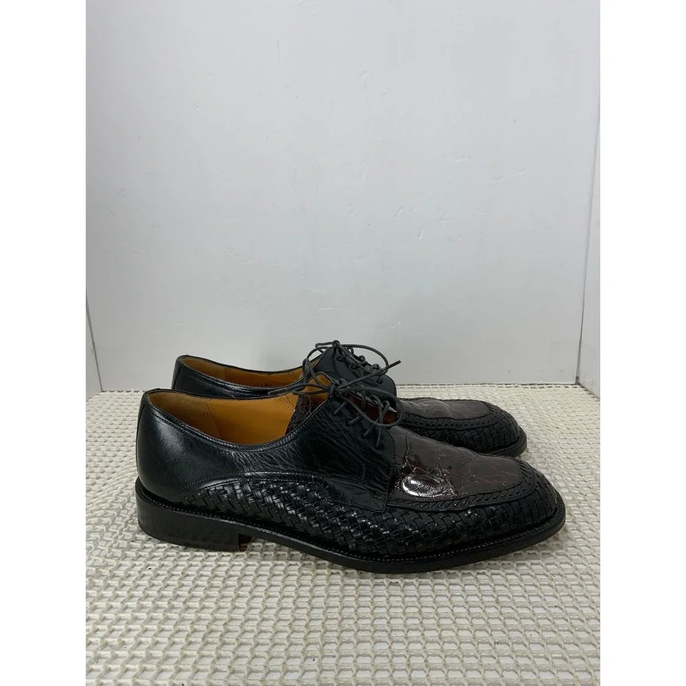 Mezlan‎ Genuine Crocodile Leather Oxford Dress Shoes Mens Size 8 Black EUC